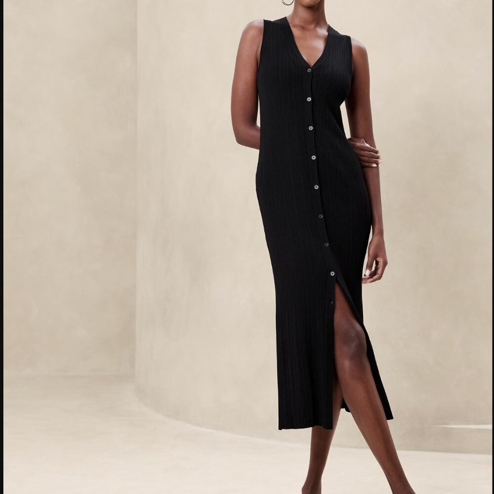 Banana Republic Sleeveless black midi dress